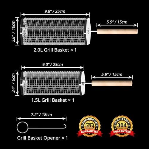 Rolling Grill Basket, Grilling Accessories, Outdoor Camping, Gifts for