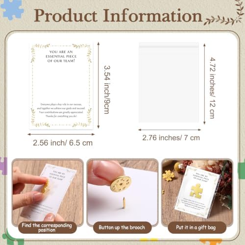 72 Sets Employee Appreciation Gift, Puzzle Piece Pins with Card Bag