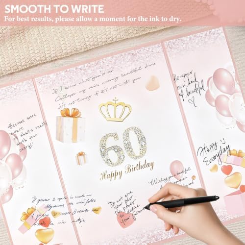 Decorwell Birthday Guest Book, 18" x 12" Pink Gold Signature Book for