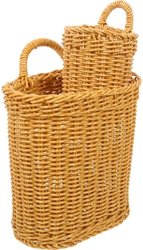 2pcs Hanging Storage Basket with Handle, PP Woven Design