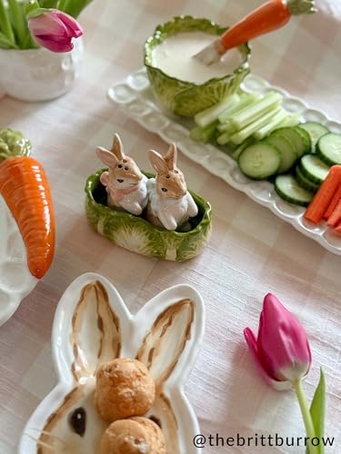 Mud Pie Easter Bunny Tray, Cabbage Tidbit Bowl, and Carrot Spreader