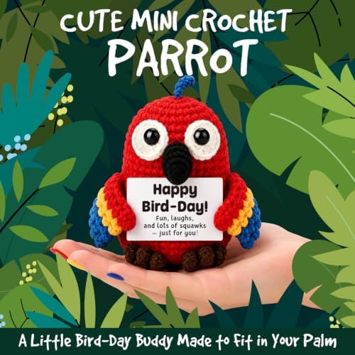 Birthday Gifts for Women Men, Funny Christmas Handmade Crochet Parrot