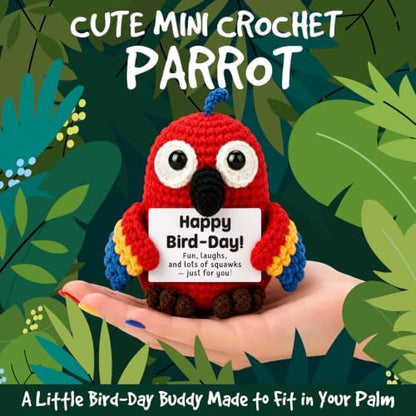 Birthday Gifts for Women Men, Funny Christmas Handmade Crochet Parrot