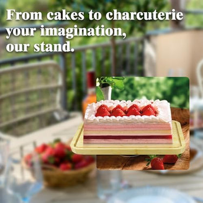 cutesun Rectangular Charcuterie Board with Dome, 16'' Bamboo Cake