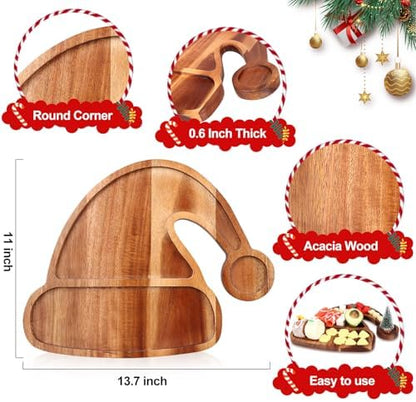 Acacia Wood Christmas Hat Tray Wooden Xmas Decorative Serving Platter