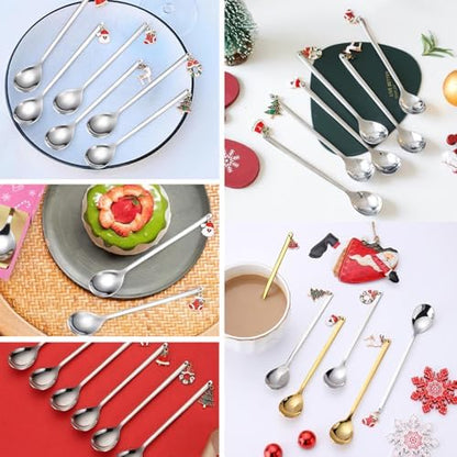 AKOAK 6 pcs/set Christmas Stainless Steel Spoon Set Creative