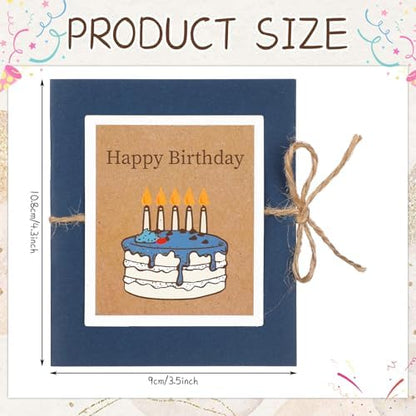 Motiskyy Happy Birthday Gift Card Book, Dark Blue, 3.5 Inch, 5 Slots