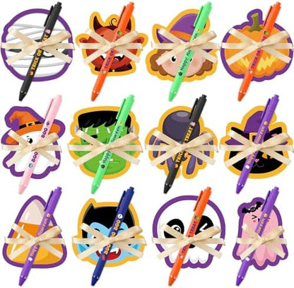 Pasimy 24 Sets Halloween Sticky Notes Pen Bulk Classroom Gifts Party