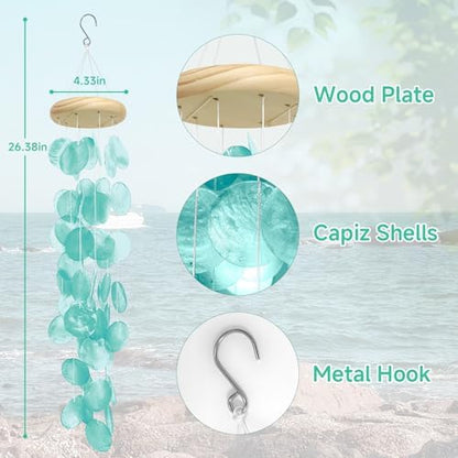 Capiz Sea Shell Wind Chimes, Outdoor Memorial Garden Porch Decor