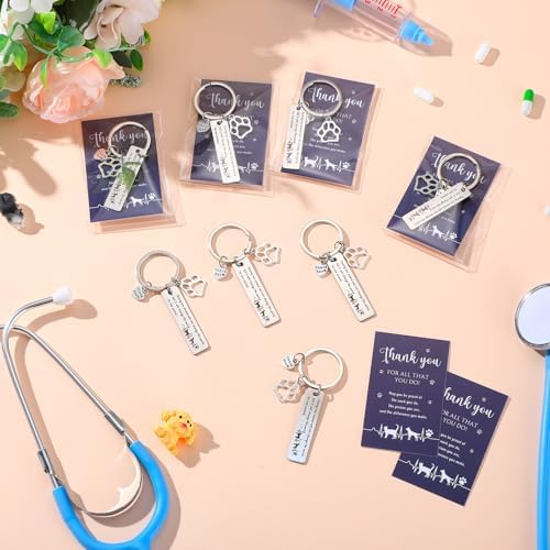 XunYee 12 Sets Vet Tech Week Gifts Bulk Veterinary Thank You Keychains