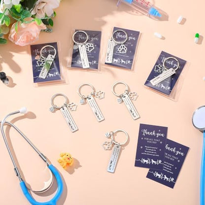 XunYee 12 Sets Vet Tech Week Gifts Bulk Veterinary Thank You Keychains