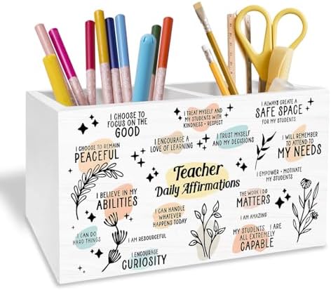 Teacher Daily Affirmation Pen Holder for Desk, Teacher Appreciation