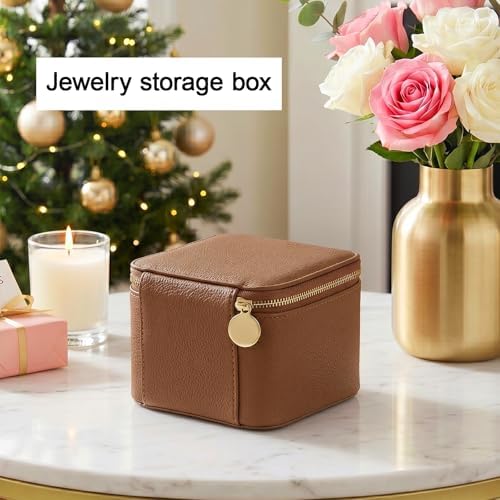 Travel Jewelry Case Organizer - Compact PU Leather Jewelry Box with 6