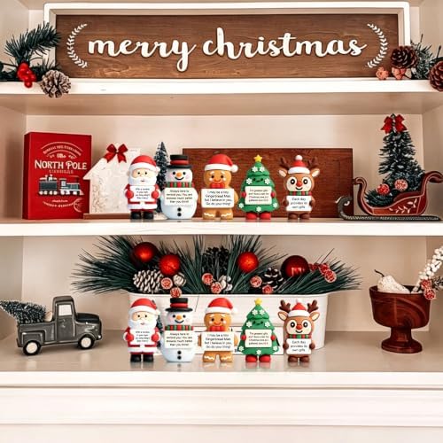10Pcs Mini Christmas Figurines Positive Encouraging Gifts for