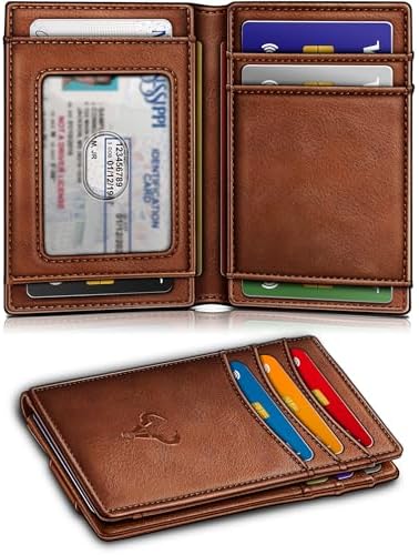 BULLIANT Magnetic Slim Leather Pocket Wallet Money Clip For Men