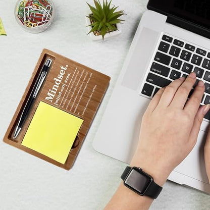 Wooden Desk Note Pen Holder, Inspirational Mindset Office Desk Decor