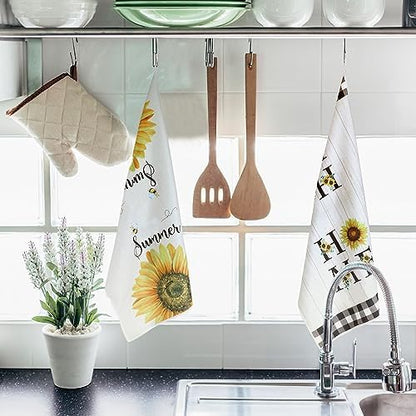 Bencailor 4 Pcs Sunflower Kitchen Towels Set, Hand Tea Towels Gifts