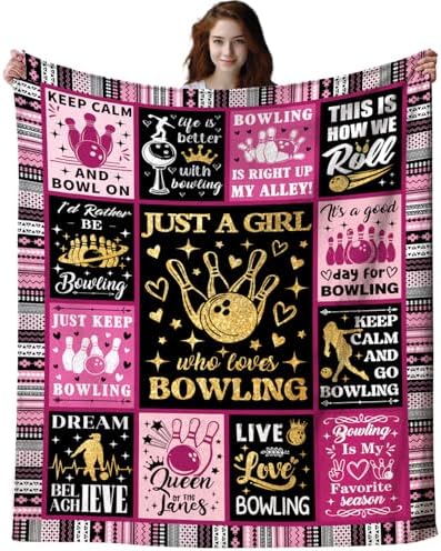 Bowling Blanket Throw Gifts for Women Men Sport Stuff Blankets Bedding