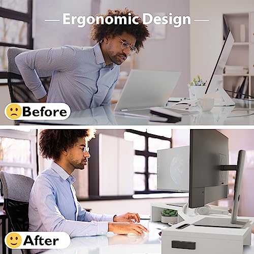 BONTEC Dual Monitor Stand Riser, Adjustable Length & Swivel Angle