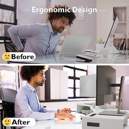 BONTEC Dual Monitor Stand Riser, Adjustable Length & Swivel Angle