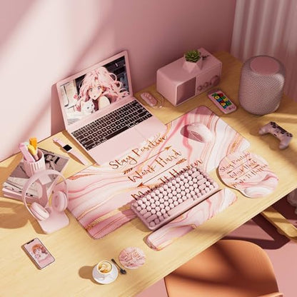 Large Mouse Pad and Keyboard Wrist Rest + Desk Mat Set,Full Long Mouse