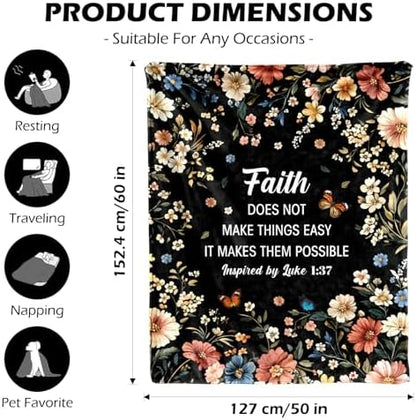 Christian Religious Gifts for Women Faith Throw Blanket 60"x50"