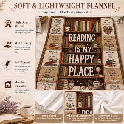 Book Lovers Gifts Reading Blanket 50×60in Bookworm Throw Blanket