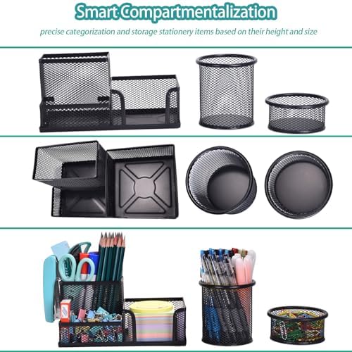 Freewindo Mesh Desk Organizer, Set of 3 Pen Holder Office Desk