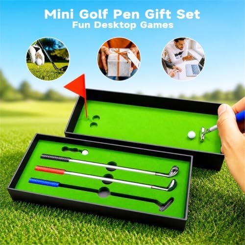 SANTA CASA Golf Pen Set, Mini Desktop Golf Putting Green Game