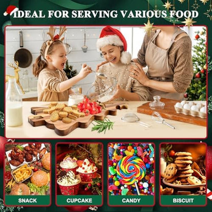 Wooden Christmas Kitchen Decor Acacia Wood Tree Cutting Charcuterie