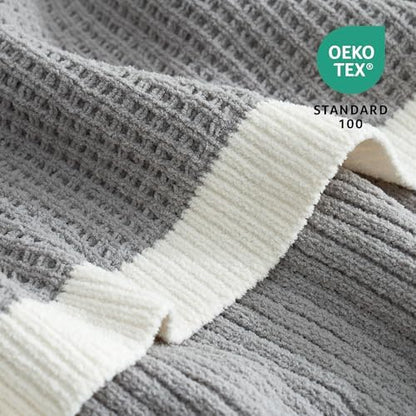 Amélie Home Chenille Throw Blanket, Soft Cozy Waffle Throw for Couch &