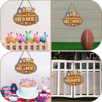 Winnie Welcome Sign for Door Decor, the Pooh Welcome to Our Home Sign