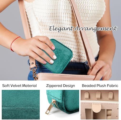 Plush Velvet Travel Jewelry Box for Women & Girls - Small Portable