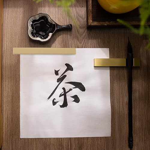 Gold Brass Paperweight for Practice Sheets, Rectangle Block Desk Decor
