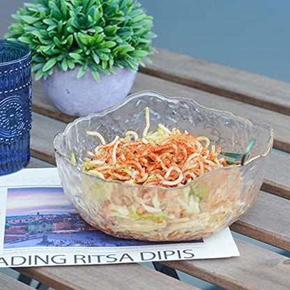 Glass Salad Bowl Set of 3 Phnom Penh Mixing Bowls Irregular Shape