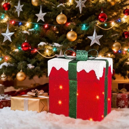 PEIDUO Animated Christmas Santa in Lighted Gift Box, Motion Sensor