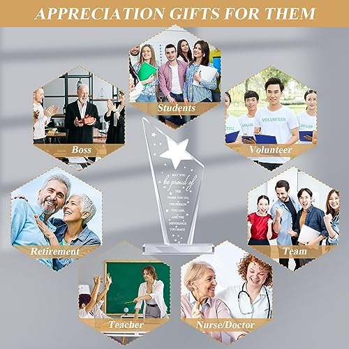 Maitys 1 Pcs Thank You Gift Employee Appreciation Acrylic Plaque Star