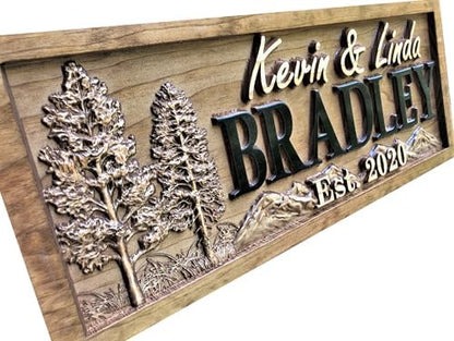 Custom Cabin Mountain Decor, Personalized Wood Last Name Sign, Wedding