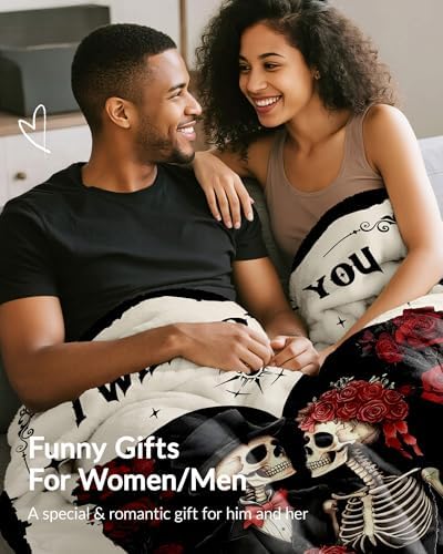 Moyel Gothic Skeleton Ghost Throw Blanket for Couples Halloween Gifts