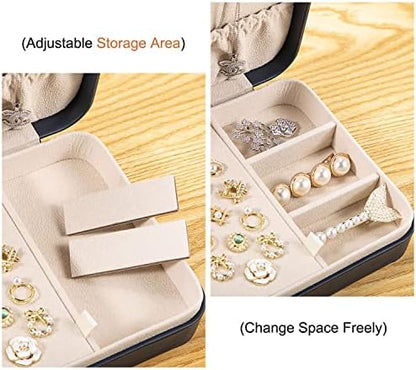 LANDICI Small Jewelry Box for Women Girls, PU Leather Travel Jewelry