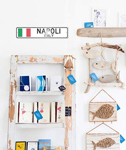 Napoli, Italy - Italian Flag Sign - Metal Novelty Sign for Home