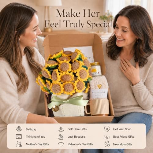 Get Well Gifts for Women, Sunflower Flower Bouquet Blanket Gift
