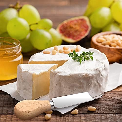 4 Piece Cheese Knife Set for Charcuterie Board, Wooden Handle Spreader