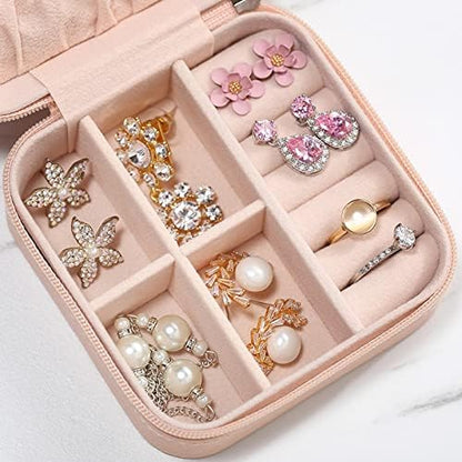 ASLIDECOR Small Travel Jewelry Case,Leather Travel Jewelry Box With