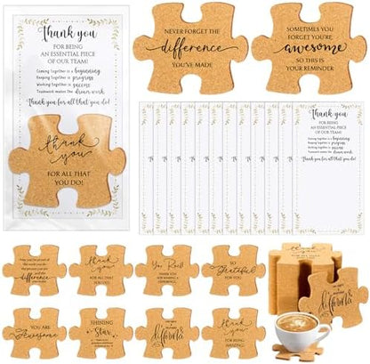 Hushee 20 Pcs Puzzle Coasters Appreciation Gifts, 10 Styles