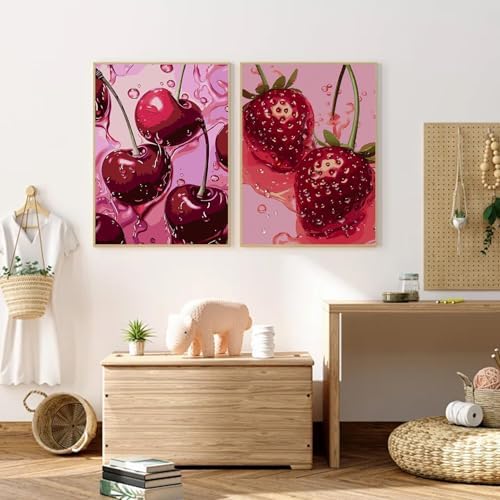AIBOERL 2 Pack Diamond Art Kits for Adults,Retro Cherry Diamond