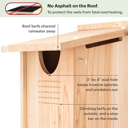 WHITEHORSE Large Cedar Owl House - Premium and Weatherproof Design