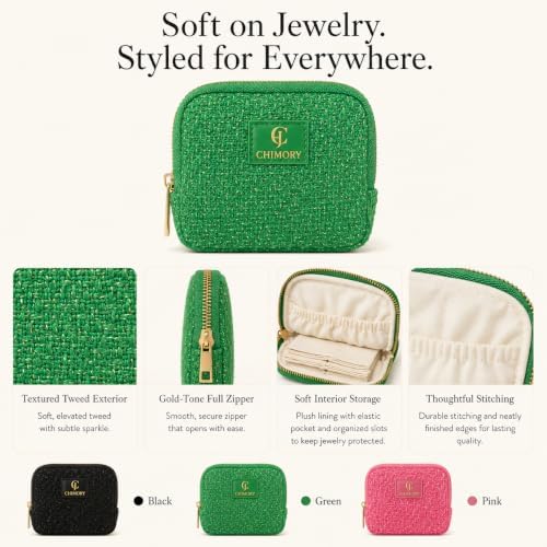 Tweed Travel Jewelry Pouch - Mothers Day Gift Idea for Women, Elegant