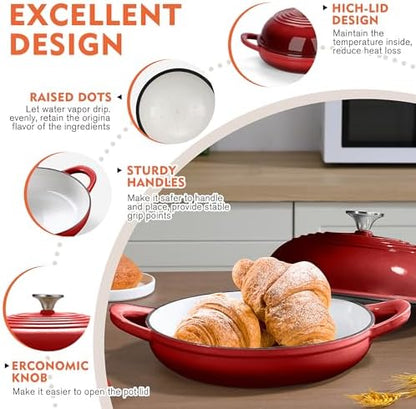 6 QT Enameled Cast Iron Round Bread Oven, Sourdough Dutch Oven