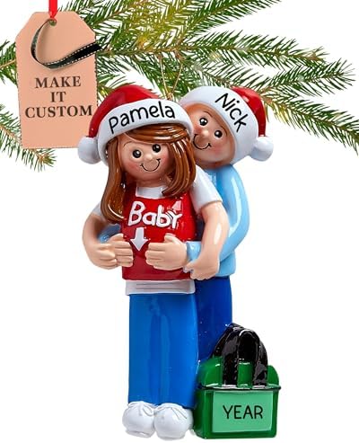 Personalized Baby Bump Ornament 2026 for Expecting Couples, Pregnancy